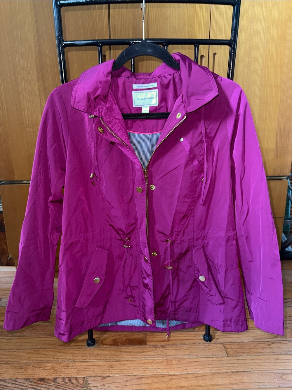 Charter Club Women's Fuchsia Drawstring Utility Jacket
